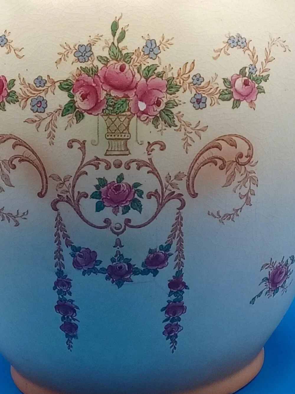 Antique Art Nouveau Crown Ducal Ware Large Rose Pitcher Vase 11.75 X 11